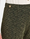 Tweed Look Pull On Wide Leg Trouser with Gold Button Tabs - Olive