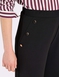 Scuba Crepe Textured Pull On Trouser with Gold Button Detail - Black