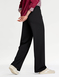 Scuba Crepe Textured Pull On Trouser with Gold Button Detail - Black