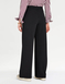 Scuba Crepe Textured Pull On Trouser with Gold Button Detail - Black