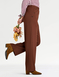 Scuba Crepe Textured Pull On Trouser with Gold Button Detail - Chocolate