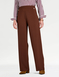 Scuba Crepe Textured Pull On Trouser with Gold Button Detail - Chocolate