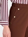 Scuba Crepe Textured Pull On Trouser with Gold Button Detail - Chocolate
