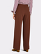 Scuba Crepe Textured Pull On Trouser with Gold Button Detail - Chocolate