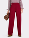 Scuba Crepe Textured Pull On Trouser with Gold Button Detail - Wine