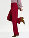 Scuba Crepe Textured Pull On Trouser with Gold Button Detail - Wine