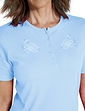 Ladies Grandad Top With Embroidery - Blue