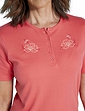 Ladies Grandad Top With Embroidery - Coral