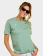 Ladies Grandad Top With Embroidery - Light Khaki