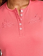 Ladies Grandad Top With Embroidery - Peach