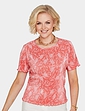 Print Plisse Top - Coral Print