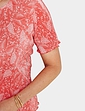 Print Plisse Top - Coral Print