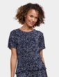 Print Plisse Top - Navy