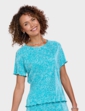 Print Plisse Top - Turquoise