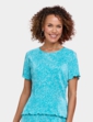 Print Plisse Top - Turquoise