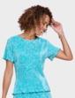 Print Plisse Top - Turquoise
