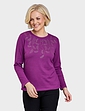 Diamante Trim Warm Handle Top - Purple