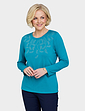 Diamante Trim Warm Handle Top - Teal