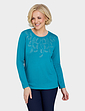 Diamante Trim Warm Handle Top - Teal