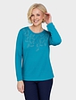 Diamante Trim Warm Handle Top - Teal