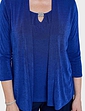 Mock 2 In 1 Slinky Diamante Trim Top - Cobalt