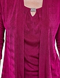 Mock 2 In 1 Slinky Diamante Trim Top - Magenta