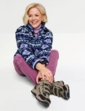Half Zip Print Fleece Top - Blue