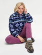Half Zip Print Fleece Top - Blue