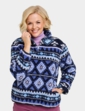 Half Zip Print Fleece Top - Blue