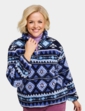 Half Zip Print Fleece Top - Blue