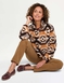 Half Zip Print Fleece Top - Caramel