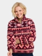 Half Zip Print Fleece Top - Pink