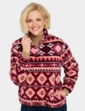 Half Zip Print Fleece Top - Pink