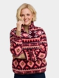 Half Zip Print Fleece Top - Pink