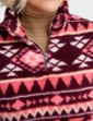 Half Zip Print Fleece Top - Pink