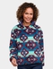 Half Zip Print Fleece Top - Teal