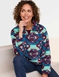Half Zip Print Fleece Top - Teal