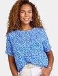 Print Shell Top With Pocket - Cornflower Blue