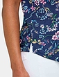 Print Shell Top With Pocket - Navy Floral Print