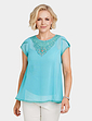 Jewel and Lace Short Sleeve Top and Camisole - Aqua