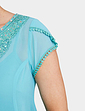 Jewel and Lace Short Sleeve Top and Camisole - Aqua