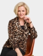 Brushed Cowl Neck Print Top - Stone