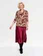 Brushed Cowl Neck Print Top - Wine