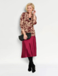 Brushed Cowl Neck Print Top - Wine