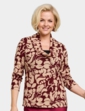 Brushed Cowl Neck Print Top - Wine