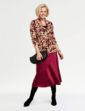 Brushed Cowl Neck Print Top - Wine