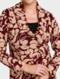 Brushed Cowl Neck Print Top - Wine