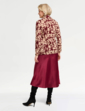 Brushed Cowl Neck Print Top - Wine