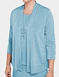 Slinky Mock 2 in 1 Top and Necklace - Duck Egg