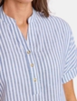 Linen Mix Short Sleeve Top - Blue Stripe